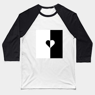 black and white heart Baseball T-Shirt